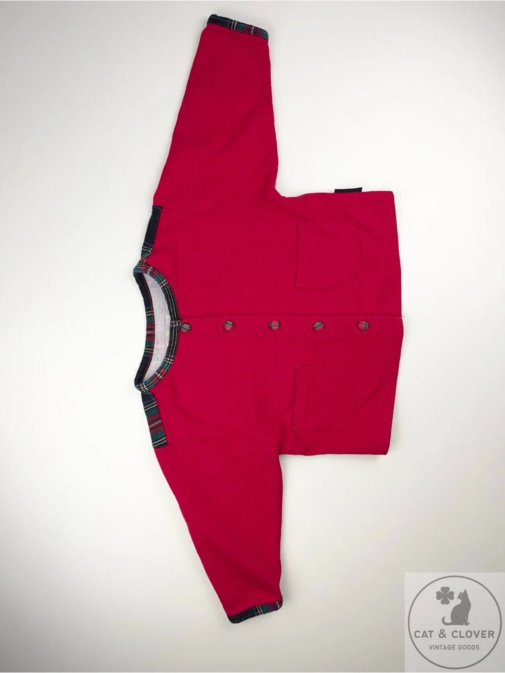 Gymboree 1996 Holiday Plaid Rainbow Tag Red Cardigan Jacket XS